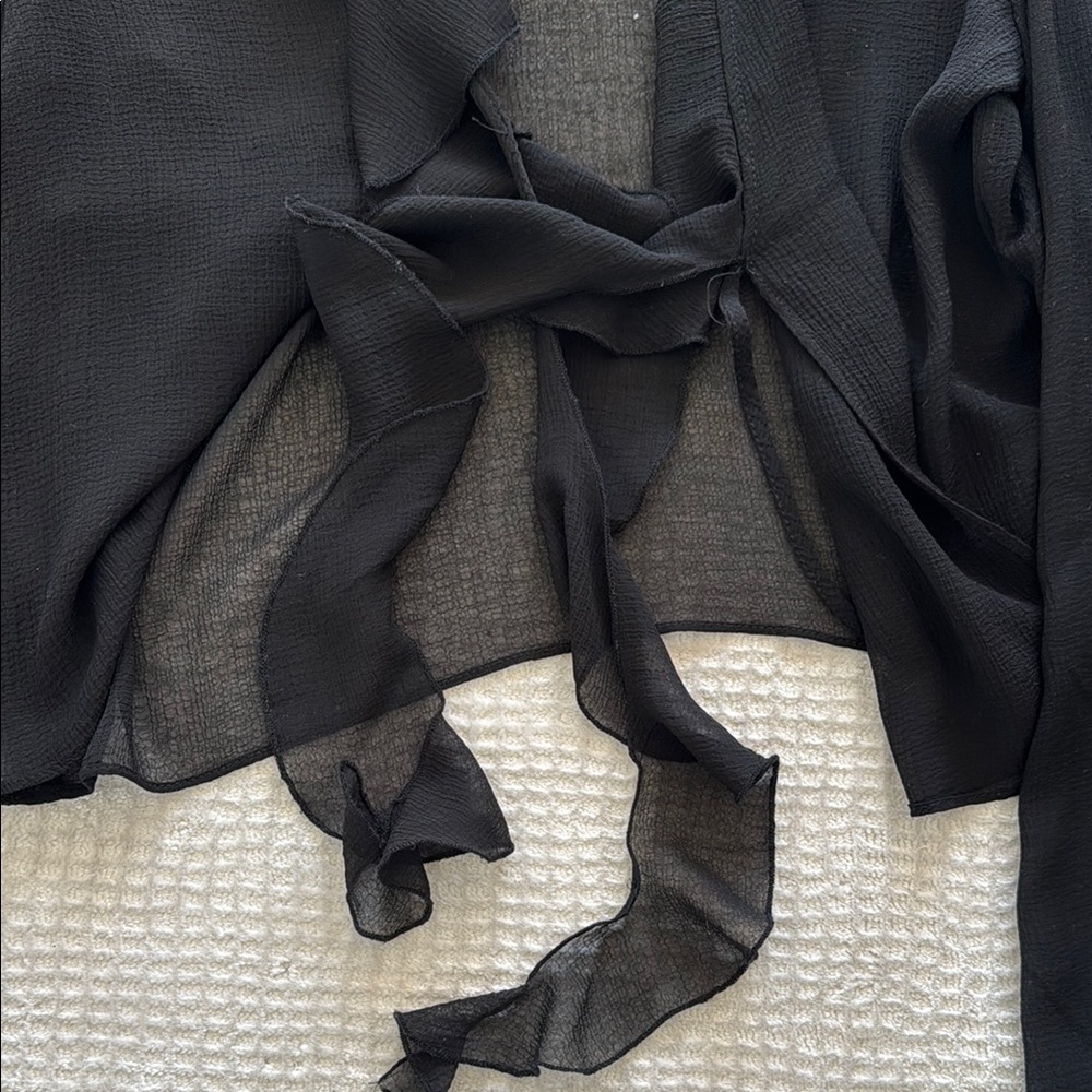 Zara Black Ruffled Blouse - Picture 6 of 6